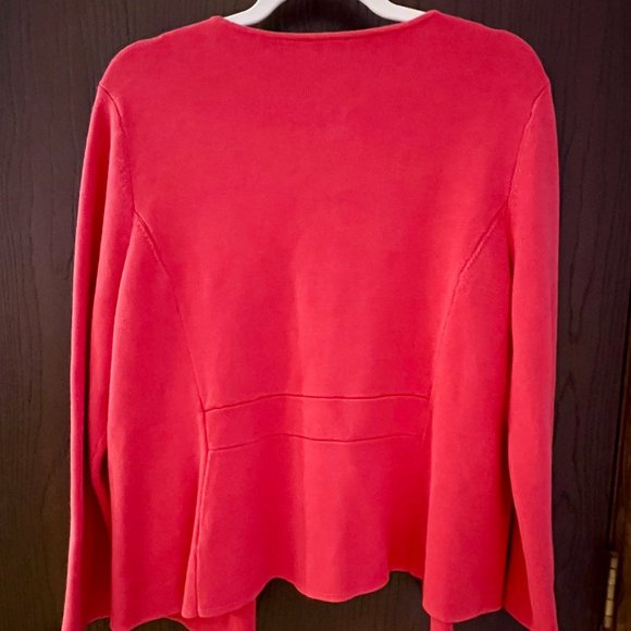 Talbots Pink Ruffle Zipper Pull Knit Cardigan - Picture 6 of 6